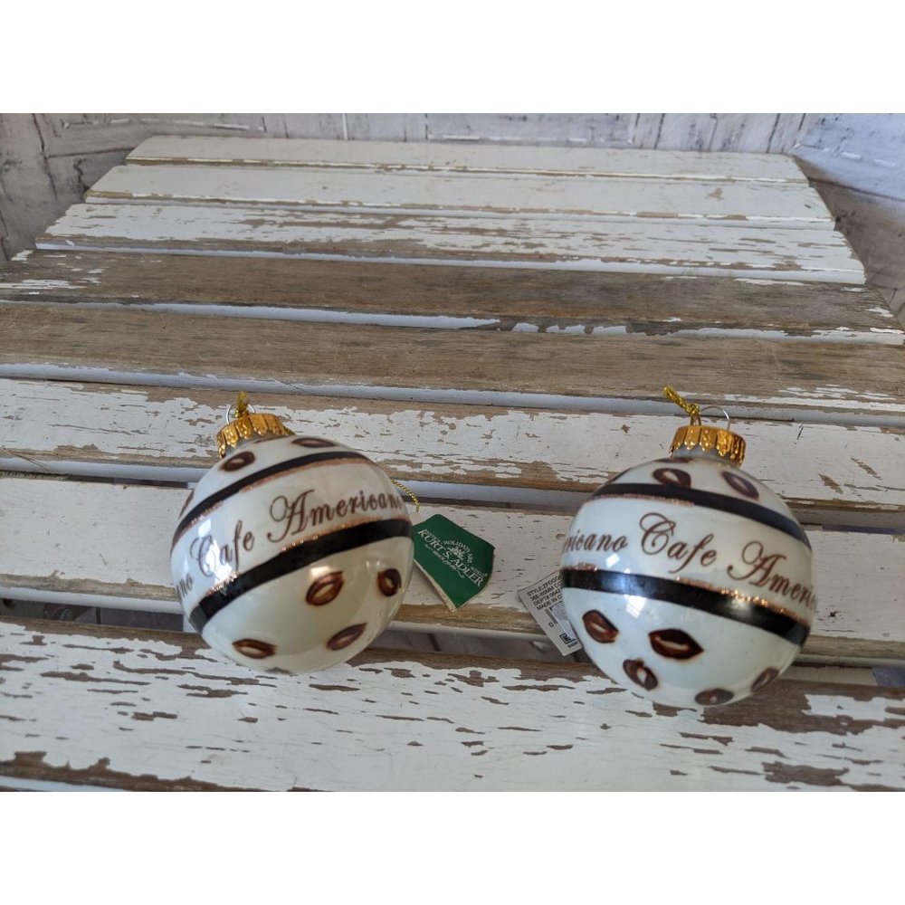 Kurt Adler white Kathy coffee ornament ball Xmas h